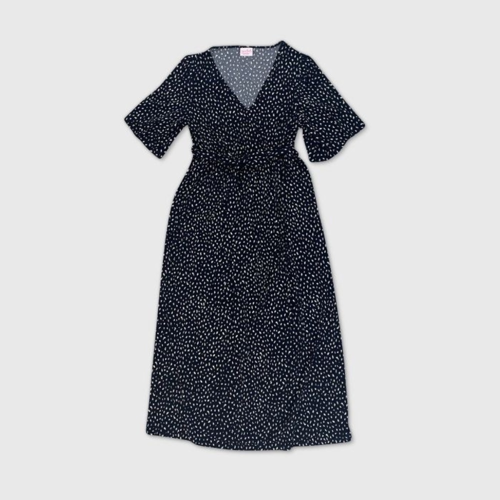 Flutter Short Sleeve Maternity Midi Dress